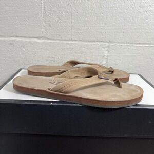 Rainbow Sandals Single Layer Brown Tan Leather Flip Flops Sandals Women's 8.5